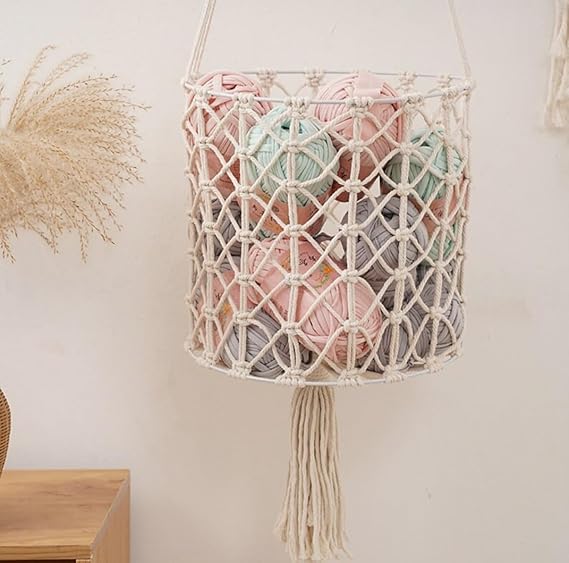 Macrame Storage Organizer Basket For Kitchen - Leechoo